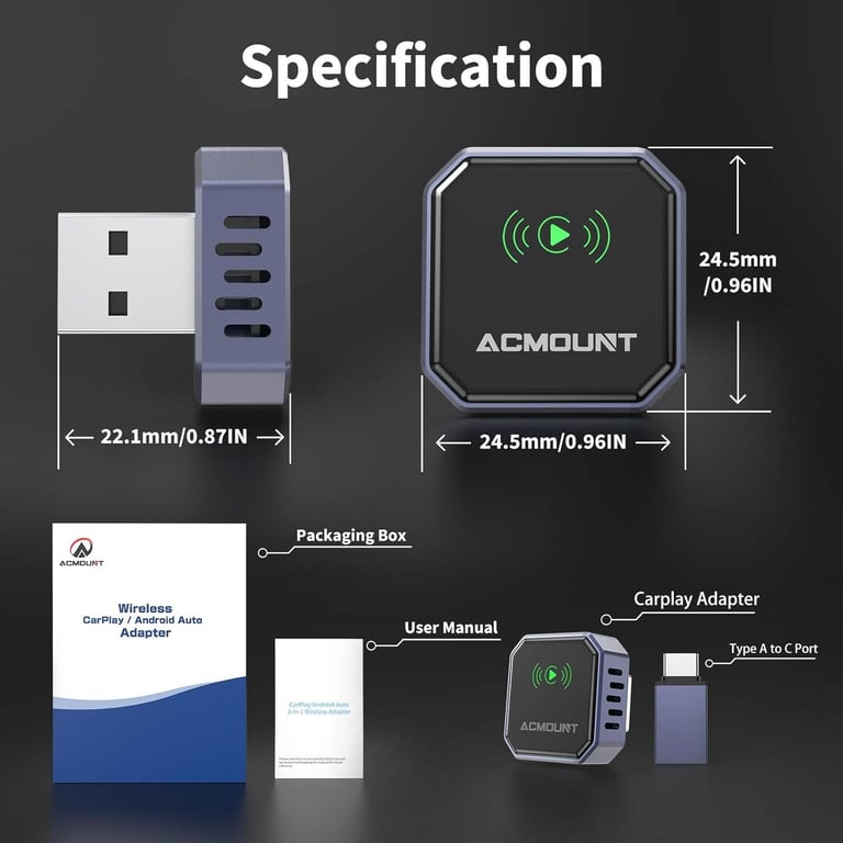 new in packaging - Acmount Mini Upgrade Wireless Carplay/Android Auto Adapter