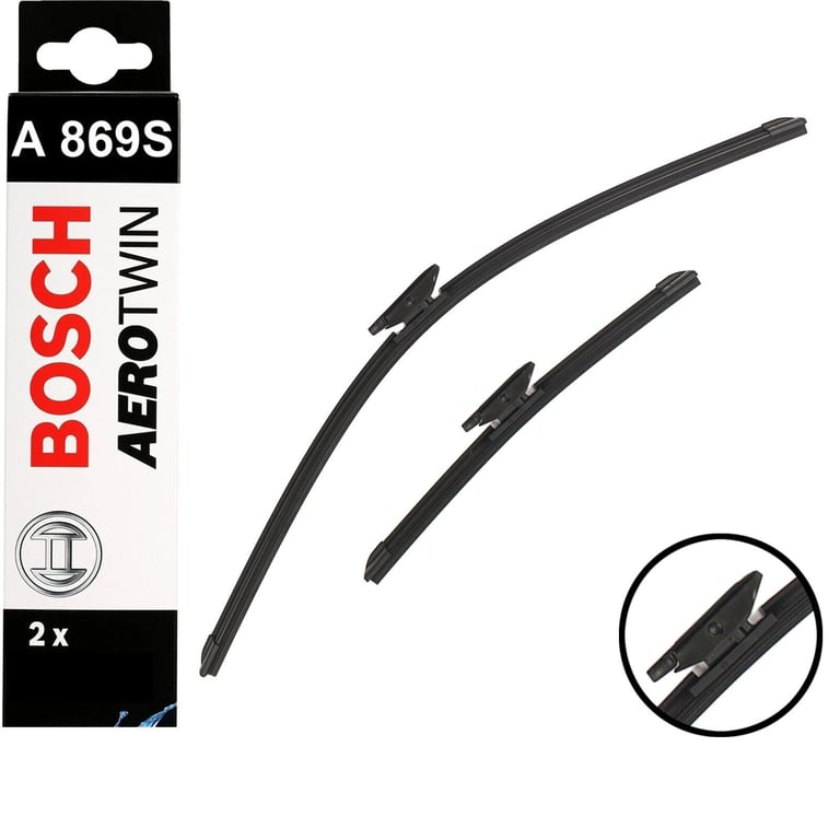 NEW BOSCH A869S Aerotwin Two Front Car Windscreen Wipers Blade Set Renault Clio Captur RRP £35