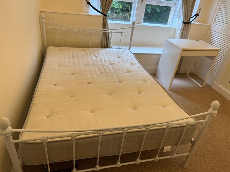 Sofa and metal frame bed