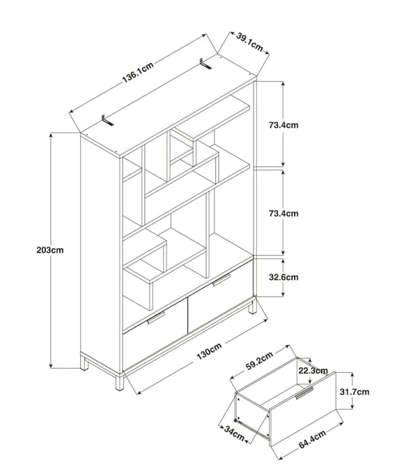 Next Bronx Large Shelving Unit Light Oak