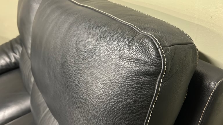 Black leather sofas 3&2&1& foot stool 