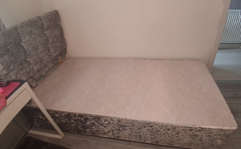 image for Grey Single divan bed base & headboard