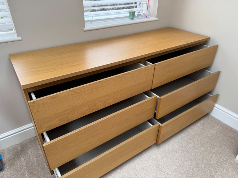 image for IKEA Malm chest of 6 drawers- Oak veneer