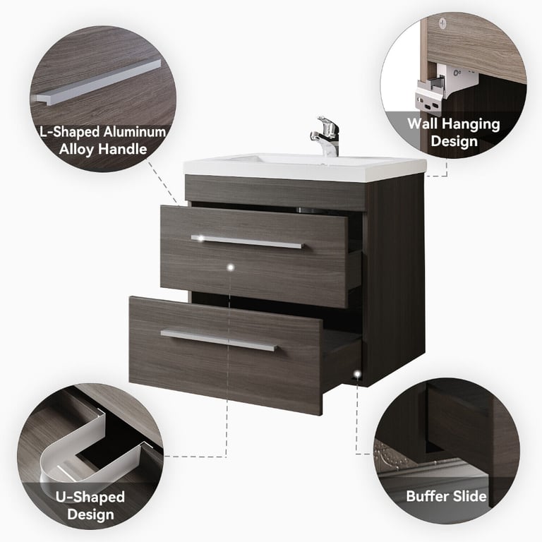 New Wood Wall Hung Basin Vanity Unit 600mm RRP £310 Our Price £200