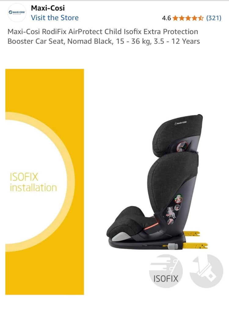 maxi cosi rodifix car baby child seat booster with isofix - excellent