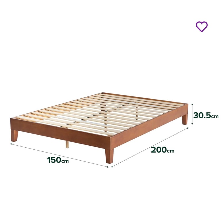 image for Elara Deluxe Platform Wood King Bed Frame 12in/30cm Height