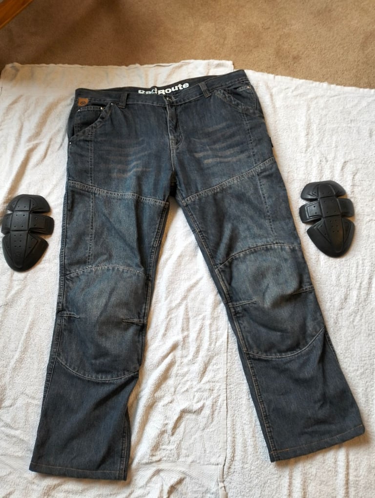 Red Route Ladies motorcycle Kevlar Jeans Blue Size 16 36" W Short 28" Leg