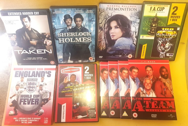 image for Joblot of Dvds, A Team Boxset, Taken, Sherlock Holmes, Football