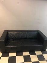 Selling comfortable black leather sofa 