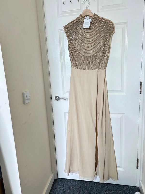 Asos Design Bridesmaid linear embellished bodice maxi dress with wrap skirt, RRP £85
