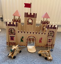 Delightful wooden toy medieval castle 
