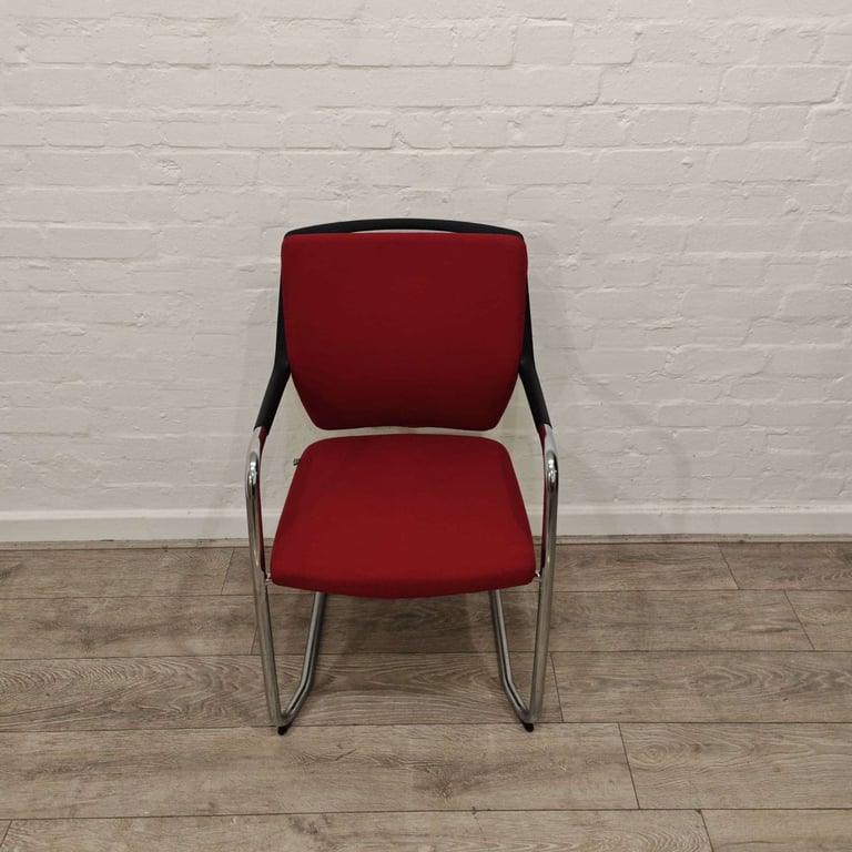 Sedus Conference Chair – Red Fabric – Chrome Cantilever Frame