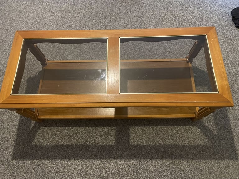 image for Wooden and glass coffee table 