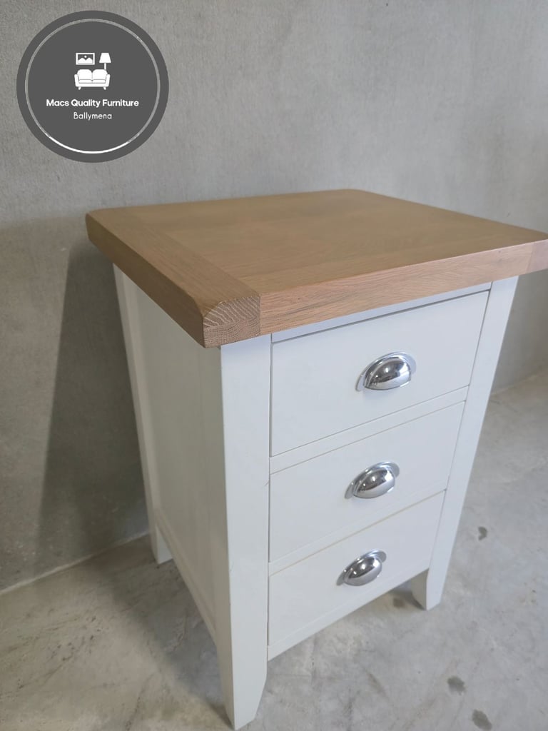 Julian Bowen Richmond 3 Drawer Cream and Oak Bedside Table