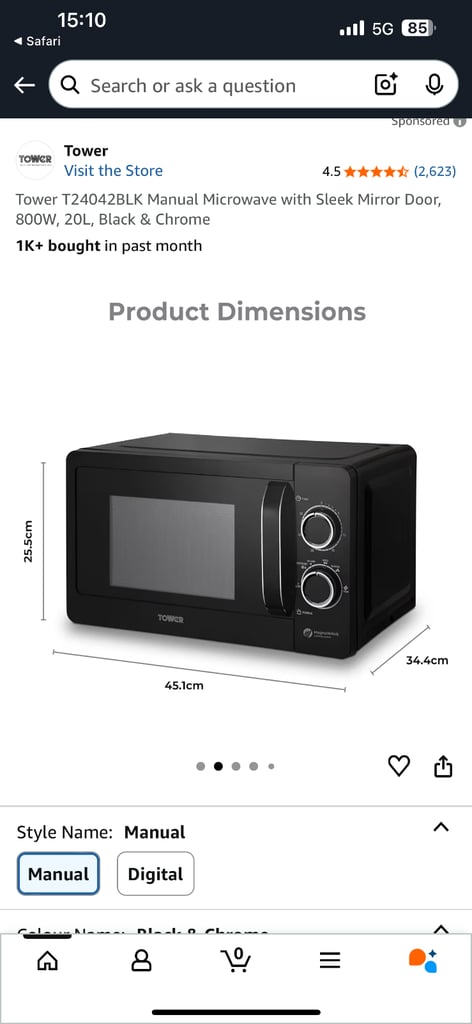 20 Litre 800w Manual Microwave