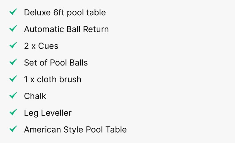 Pool table with accessories