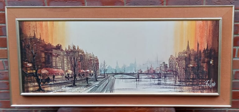 image for Café Quai by Ron Folland. Framed Parisian Street Scene. Good used condition.