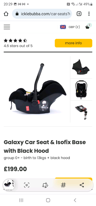 Ickle bubba galaxy car seat &isofix plate 