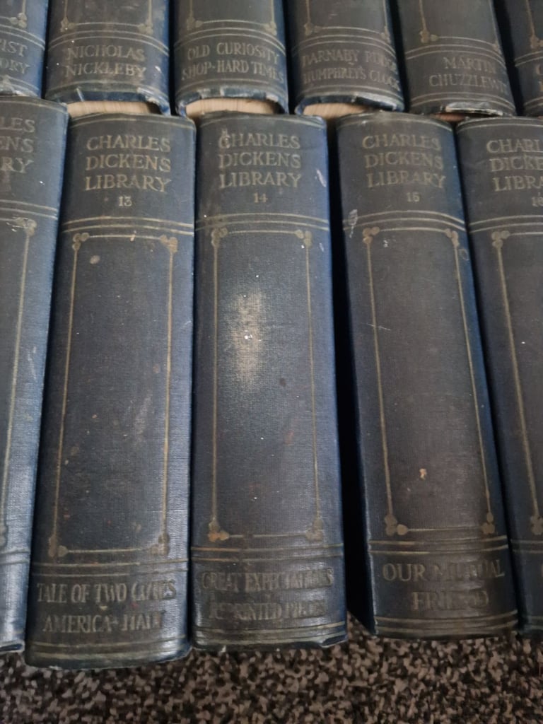 Antique books full set of Charles Dickens library from 1910