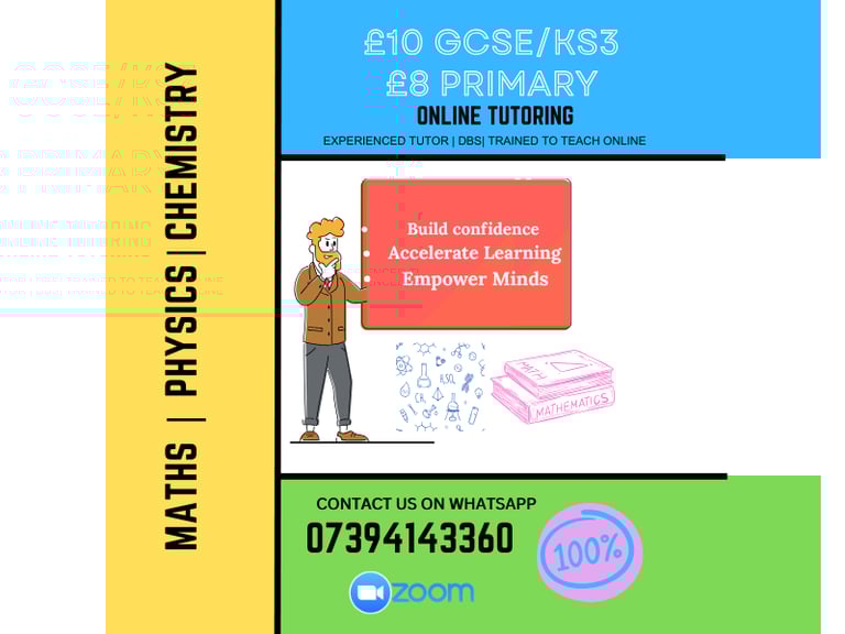 image for Maths and Science Tuition - £10 per hour GCSE/KS3/IGCSE and £8 per hour Primary - Online Lessons