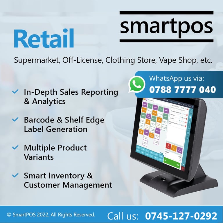 15” NEW EPOS System Retail Hospitality Salon Takeaway Restaurant With Software