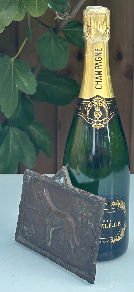 ANTIQUE BRONZE GERMAN SHEPHERD DOG PLAQUE SCULPTURE 17x10cm, 1900s FRITZ DILLER? - WILL POST!