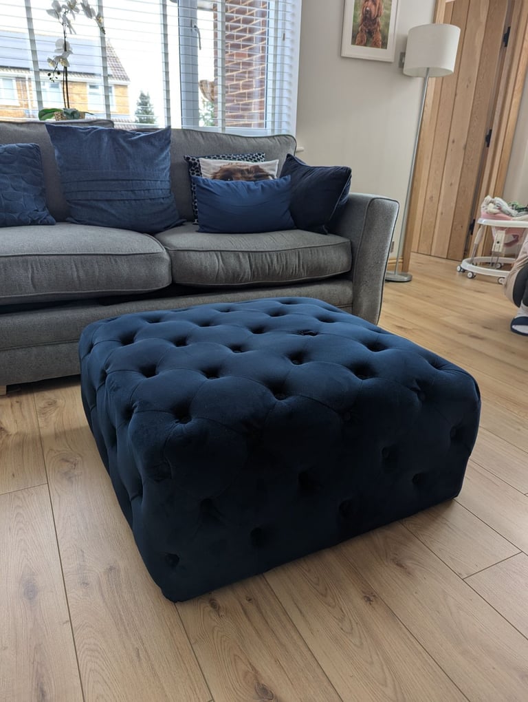 MADE HAMPTON VELVET POUFFE FOOTSTOOL