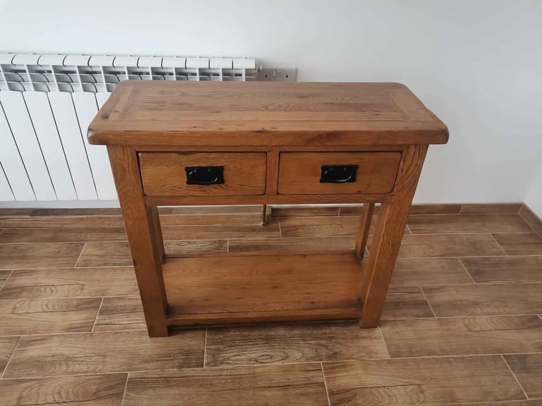 image for CAN DELIVER - VERY SOLID RUSTIC OAK CONSOLE TABLE IN VERY GOOD CONDITION