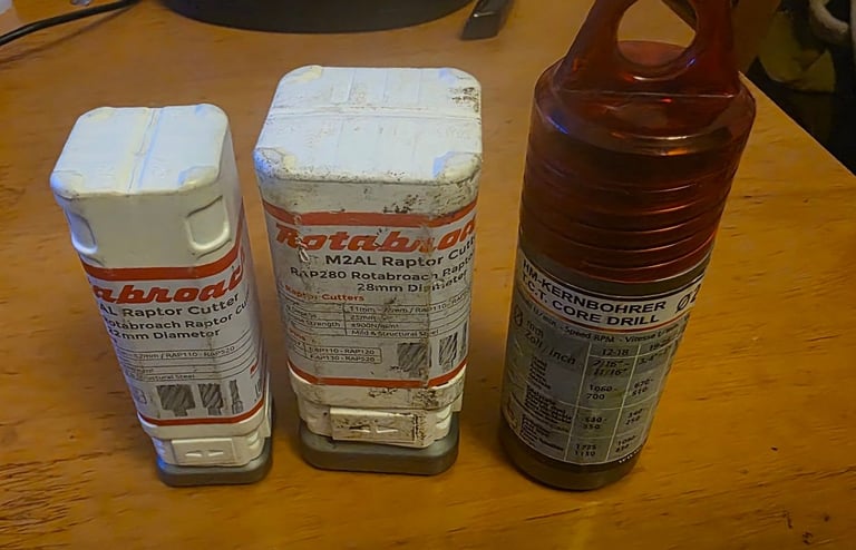 image for For sale are 2 Rotabroach Raptor mag drill cutters + one unknown as bonus