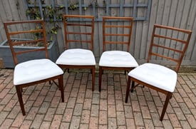 4 x 1970s Teak Dining Chairs, Ladder Back, Re-upholstered, Mckintosh?