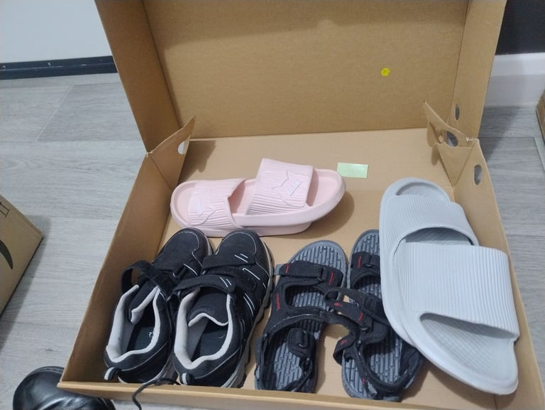 Kids shoes plus one pair of slippers adult size 6