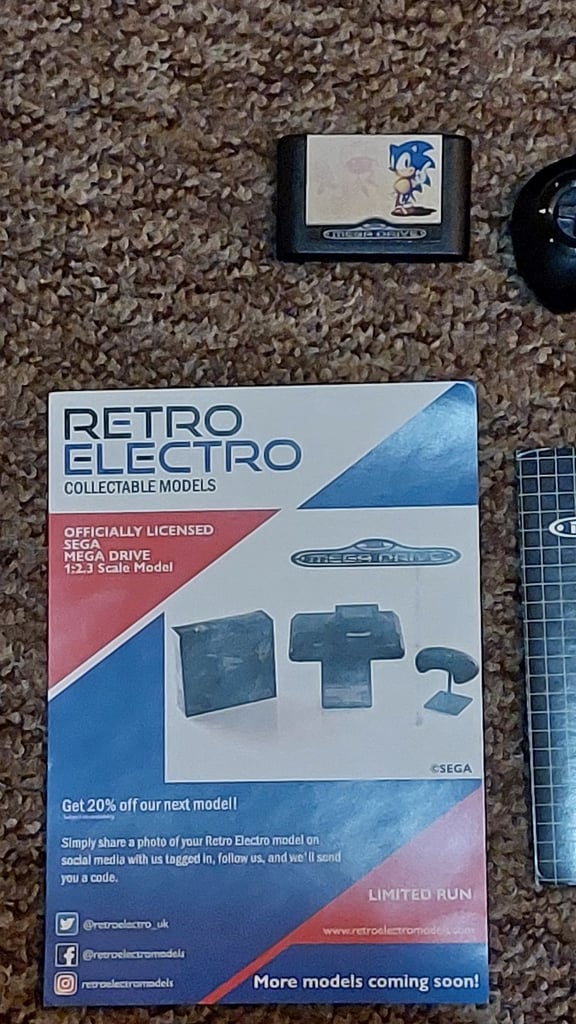 Sega megadrive scale model and megadrive charger  collectable 