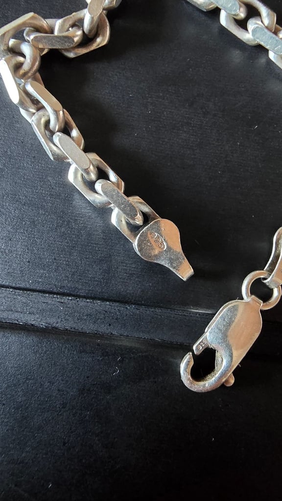 Men's Solid 925 Sterling Silver Curb Chain Necklace ( 46 grams in weight )