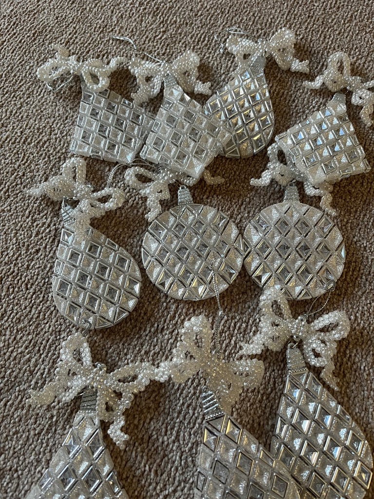 image for 70 Silver Sparkly Christmas Tree Decorations