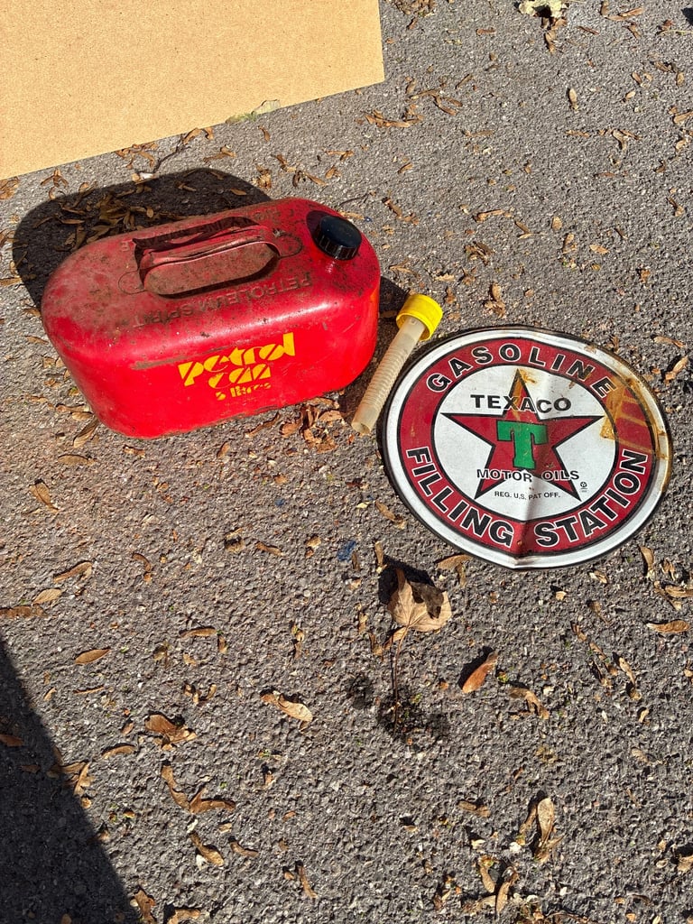 image for Old petrol can and sign 