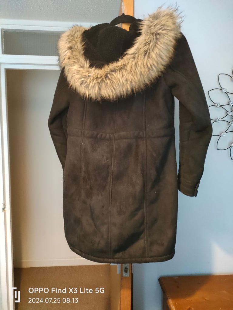 Ladies black parka style coat size 12