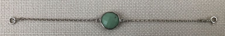 Handmade sterling silver bracelet with faceted seagreen gem ONO