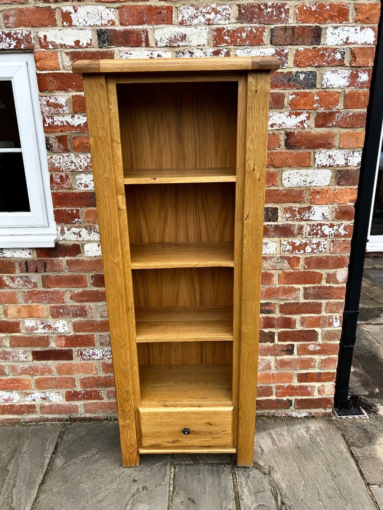 Rustic Solid Oak Tall Bookcase - Great Condition 