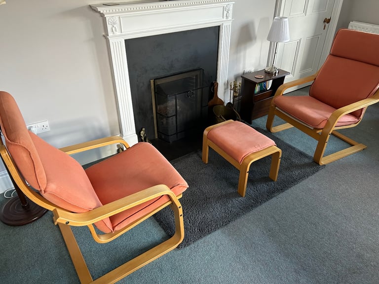 2 chairs and 1 footstool 