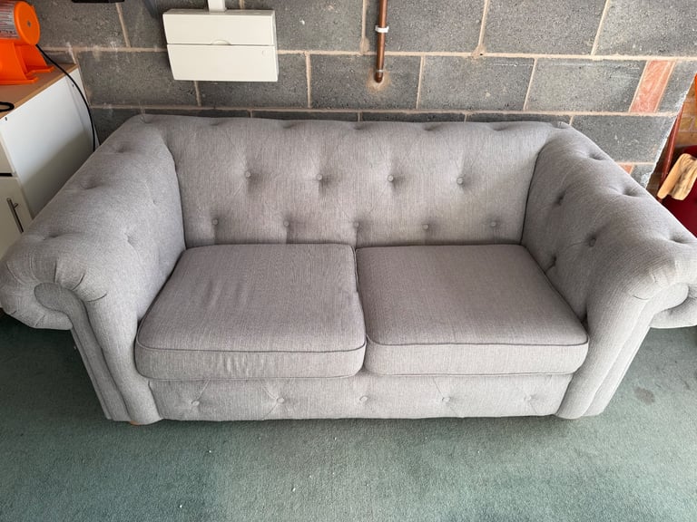 Grey Chesterfield Sofa and Footstool