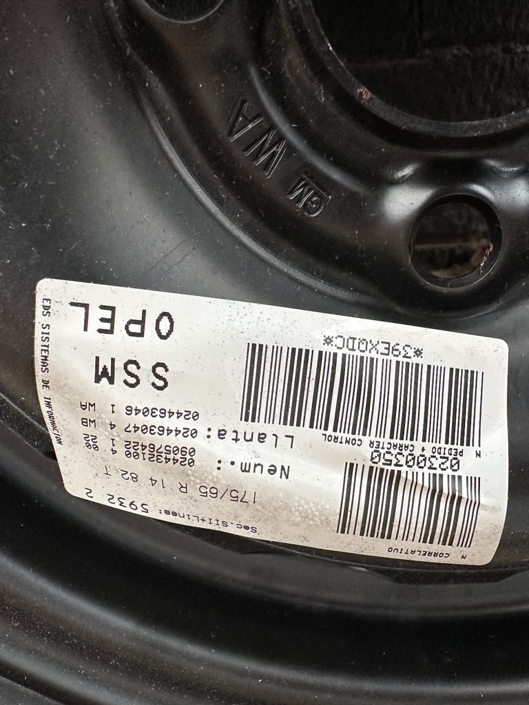 Vauxhall Corsa Steel Wheel and Pirelli 3000 Tyre - Unused