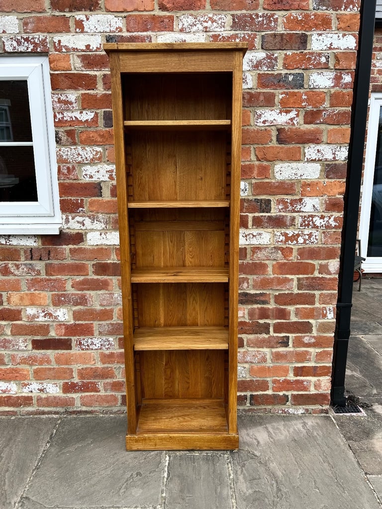 Rustic Solid Oak Tall Bookcase - Great Condition 