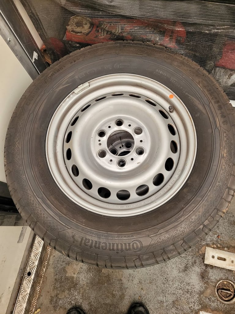 Brand new 6 stud mercedes sprinter wheel and good continental tyre size 235 65 16c tyre