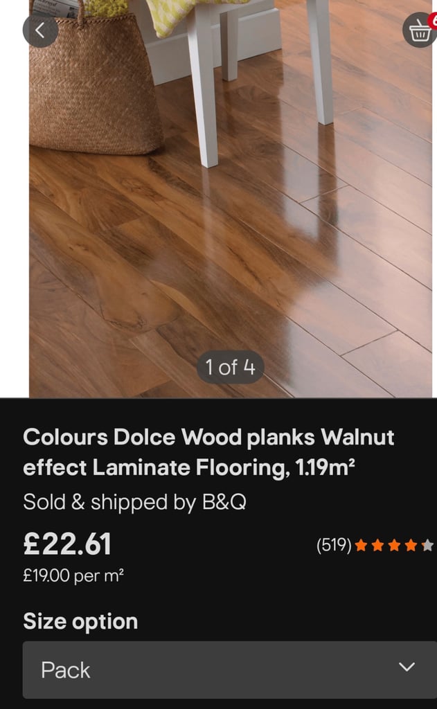 Colours Dolce Wood planks Walnut effect Laminate Flooring, 1.19m²