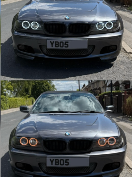 Genuine BMW E46 Headlights Coupe Convertible Facelift with W/Y Switch Angel Eyes