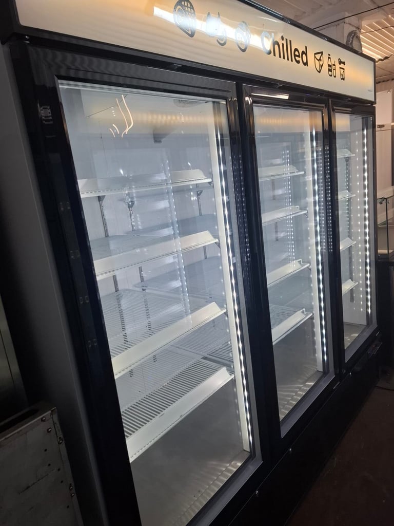 Commercial upright display glass fridge or freezer cafe shop restaurant supermarket 