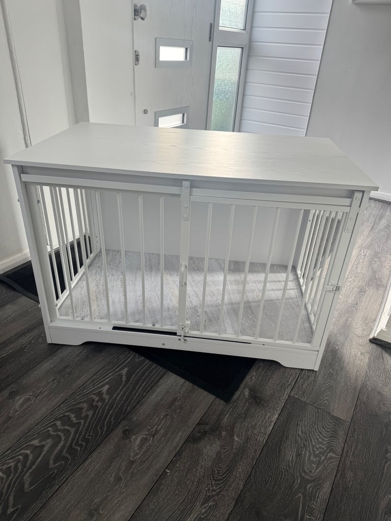 image for Large White Dog Puppy Crate Sideboard Sliding Door Cage Playpen Bed Manchester Puppy Sliding Door