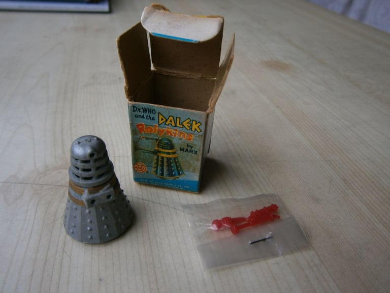 image for Vintage Doctor Dr Who & the Daleks Marx boxed silver Dalek Rolykins 1965 Free postage