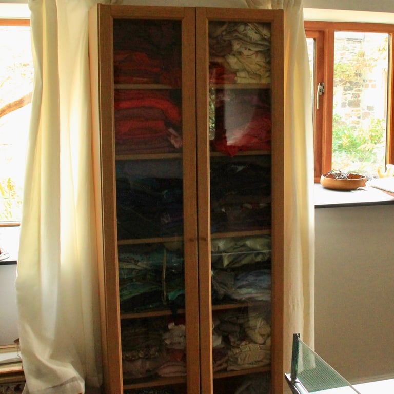 image for Light Wood Glass Fronted Wardrobe/ Shelving Unit