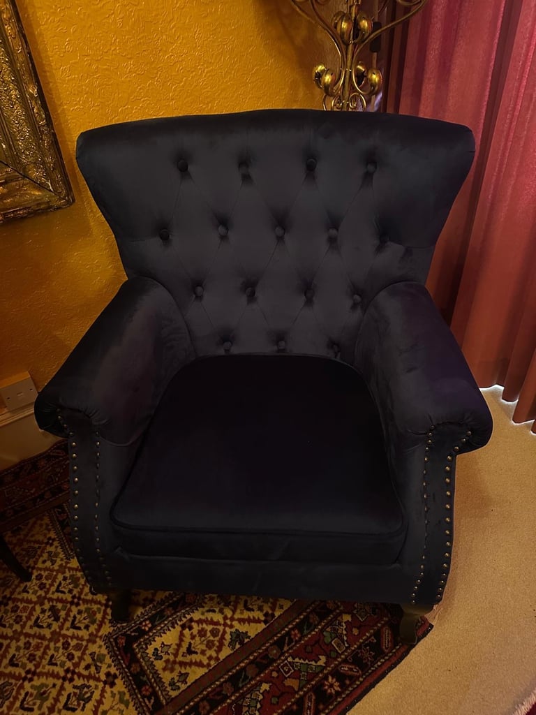 OFFERS ACCEPTED: (£62.50 each) Royal Blue Velvet Armchair Chesterfield